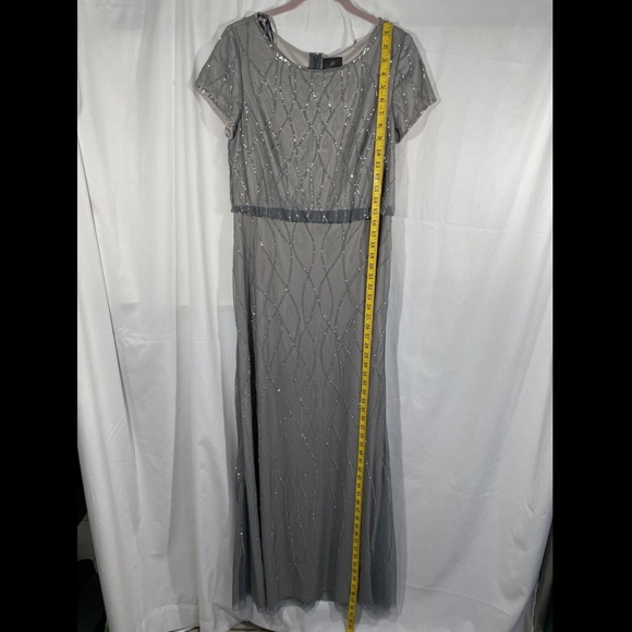 NEW Adrianna Papell [ 8 ] Beaded Blouson Gown in Pewter Silver‎ - Picture 3 of 12